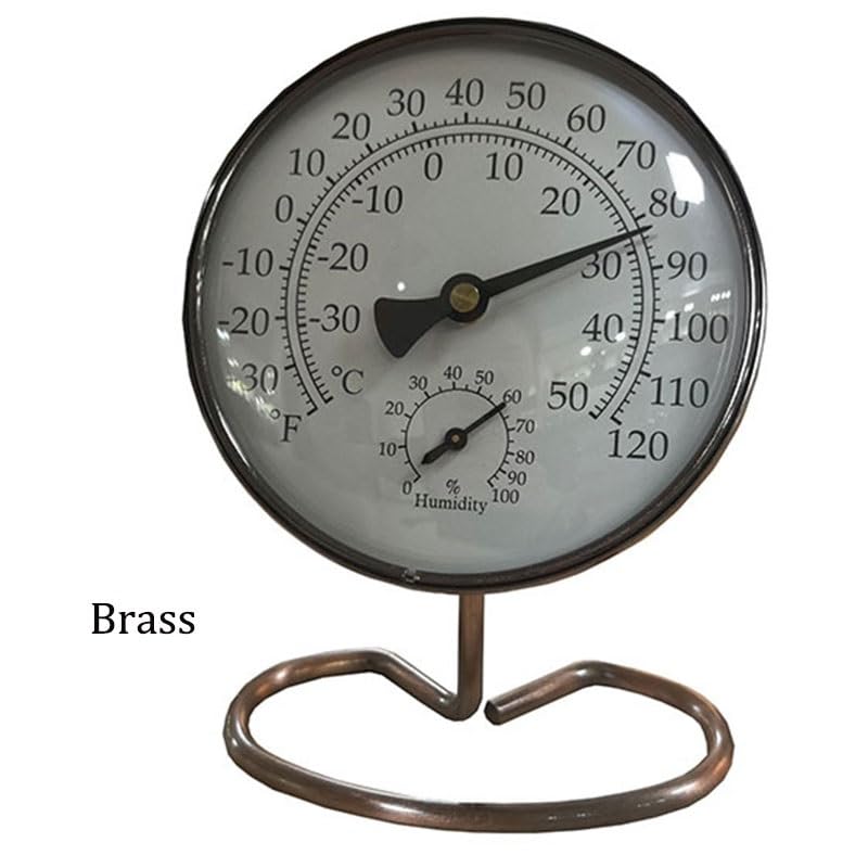 Indoor Temperature Humidity Meter 100mm Antique Copper Thermometer Lightweight with Base