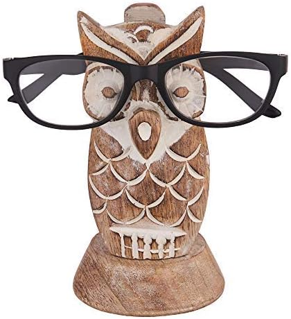 Valentines Day Gifts Wooden Owl Glasses Holder Stand for Reading Nightstand Eyeglass Spectacle Retainer Mom Dad Car SPWW19 Birthday Gifts