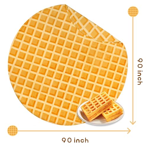 Image of Bnuitland 90 Inches Waffle Funny Blanket, 300 GSM Double Sided Giant Funny Novelty Realistic Food Blanket with Pouch for Adults and Kids, Super Soft Flannel Throw