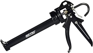 AWF PRO Heavy Duty Caulk Gun 10 oz, 18:1 Thrust Ratio | Steel Frame Construction, Rotating Barrel, Ladder Hook, Puncture Tool & No Drip Pressure Release Tab