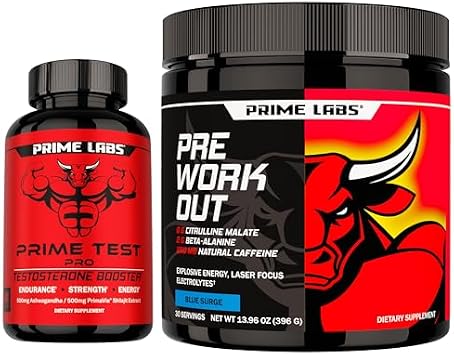 Prime Labs Prime Test Pro + Pre Workout Powder for Men Supplement