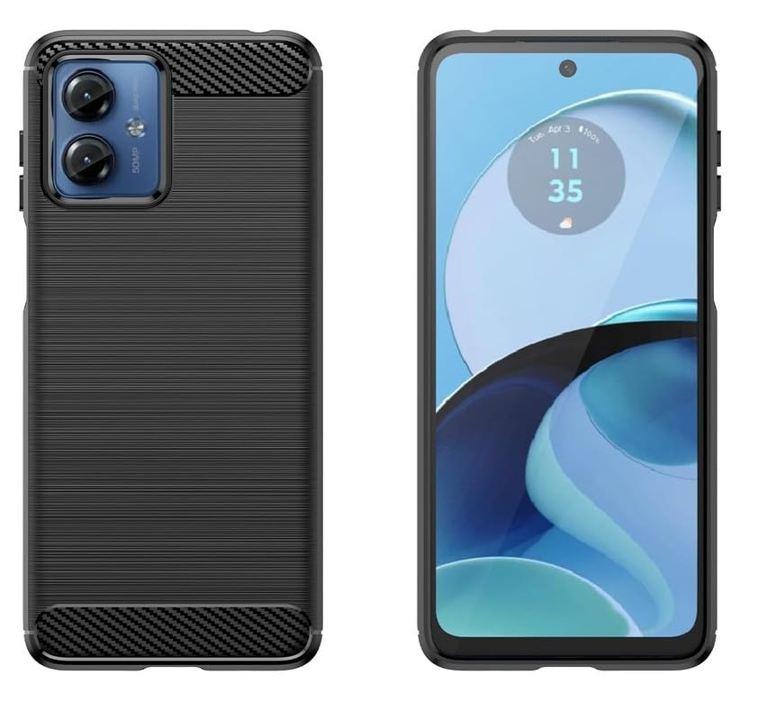Image of NPRC Hybrid Ultra Slim Protective Case TPU Non-Slip Carbon Fiber Texture Shockproof Case Cover for Moto G14 - Black