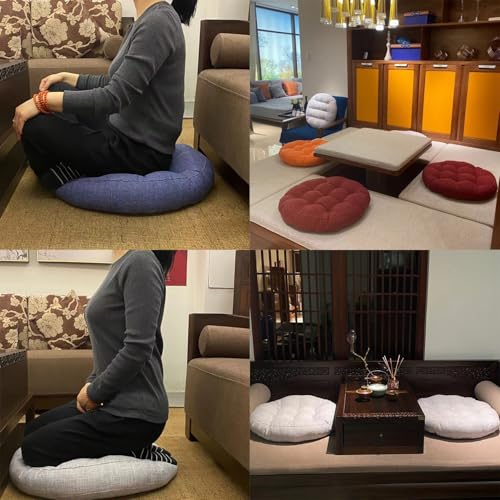 Cojín de asiento redondo lila de 45 cm y 10 cm de grosor para silla 6
