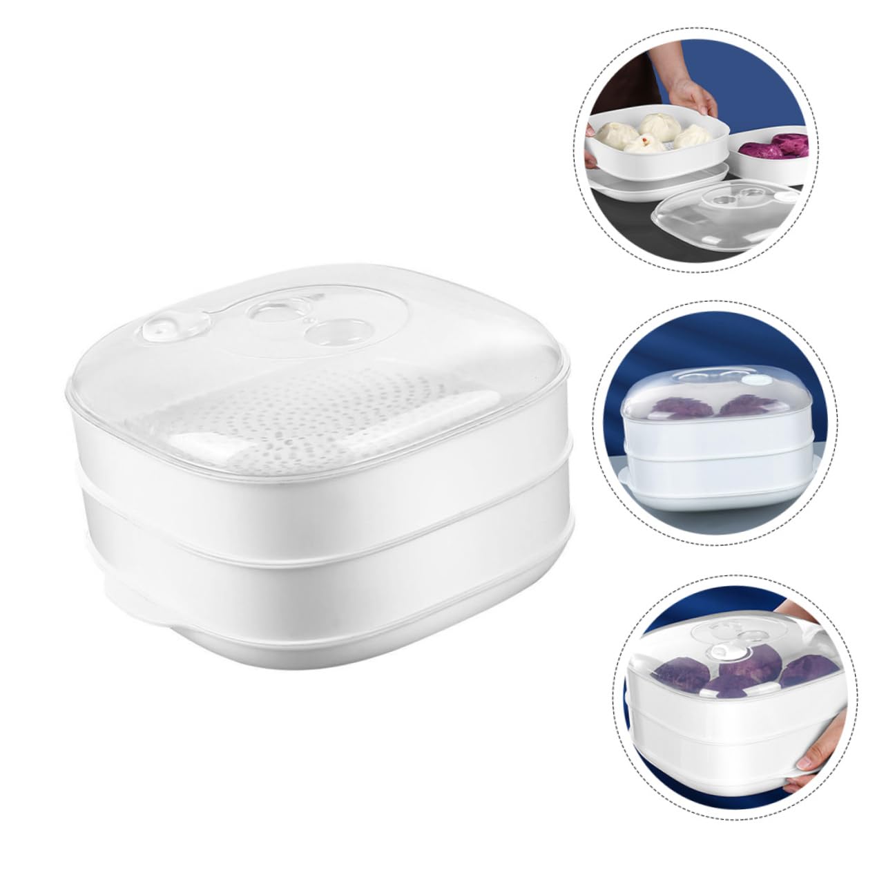 Alimentos Eléctricos Cocina Microondas Cesta Tapa Bollos De Vapor Bola De Masa De Arro 7