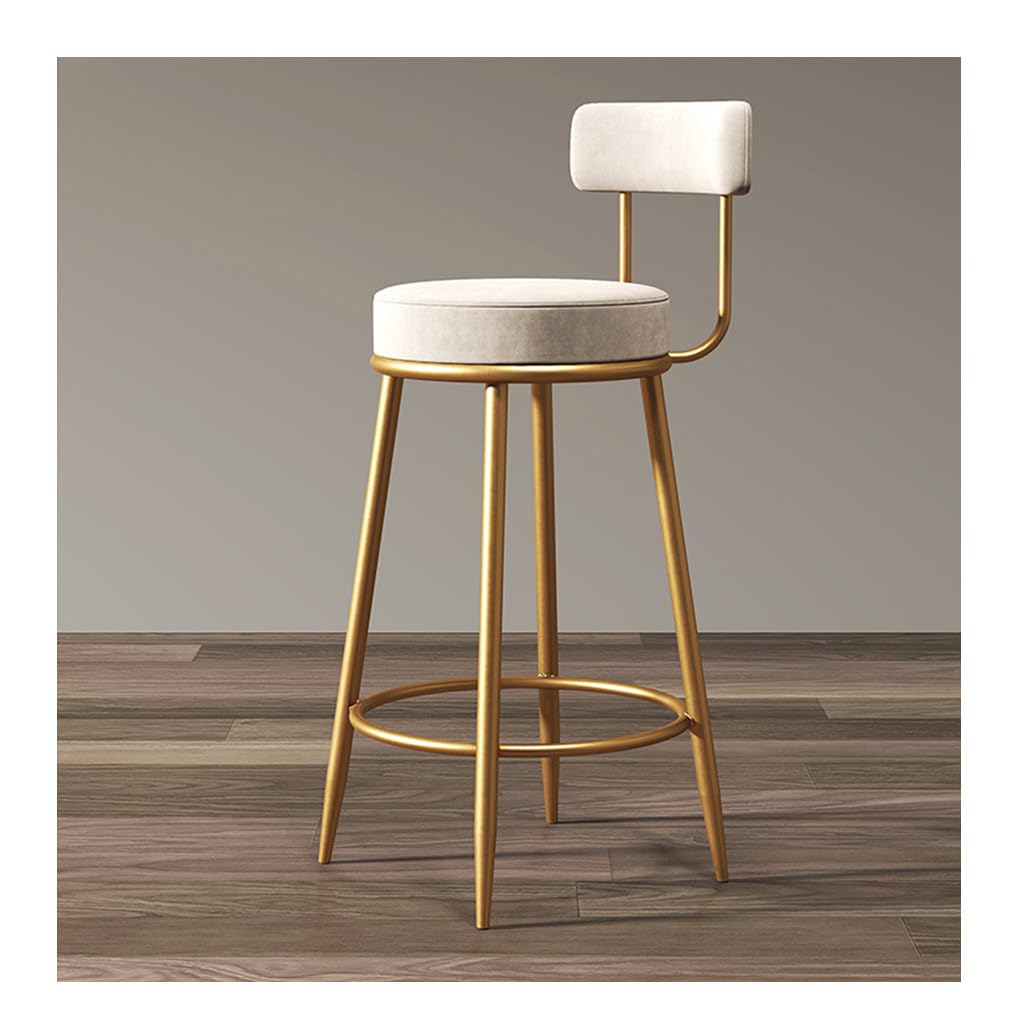 AYCDL Bar Stools Set Of 1,Counter Height Bar Stools With Back, Modern Velvet Fabric Stools With Metal Leg And Footrest,Dining Chairs For Kitchens,Armless Barstool Cha,Beige-75CM/29.5IN