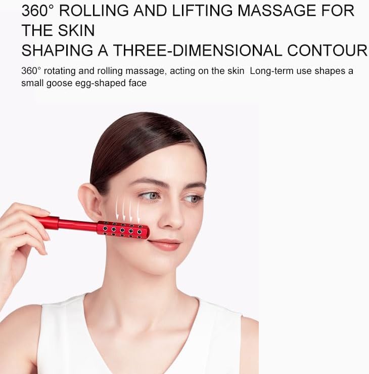 24-Stone Germanium Facial Roller – Cooling Face & Eye Massager for Lifting, Sculpting, De-Puffing, Neck & Jawline, Anti-Aging Skincare Tool