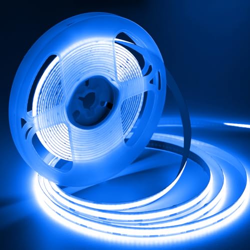 Image of iNextStation 16.4FT Bule COB LED Strip Lights No DC12V Plug Only LED Strips | 1600LEDS CRI 93+ LED Light Strip, 8mm Width LED Tape Lights, LED Lights for Home, Bedroom, Cabinet, Home DIY Lighting Decor