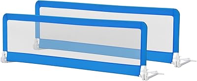 HONEY JOY Bed Rail for Toddlers, 71-in Extra Long, Portable Safety Bed Guardrail w/Double Safety Child Lock, Foldable Baby Bed Rail Guard, Fit King & Queen Full Twin Size Bed Mattress(Blue, Pack 2)