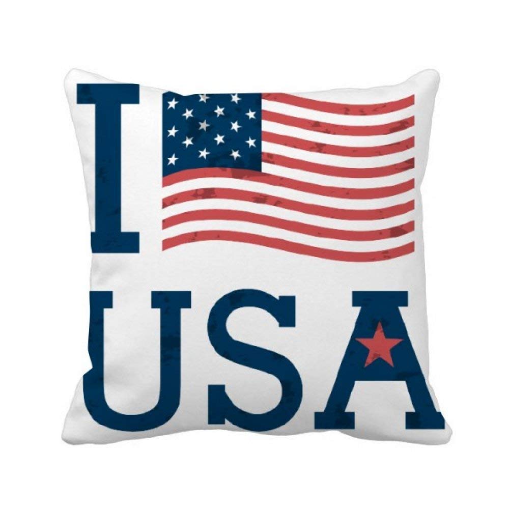 Housse de coussin I Love USA drapeau américain 45x45 cm