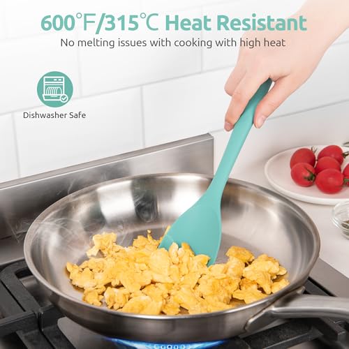 Image of U-Taste 18 /8 Stainless Steel Coffee Scoop 2 Tablespoon Metal Measuring Spoon and 600ºF Heat Resistat Spatula Spoon Flexible Silicone Cooking Scoop Spoonula (Aqua Sky)