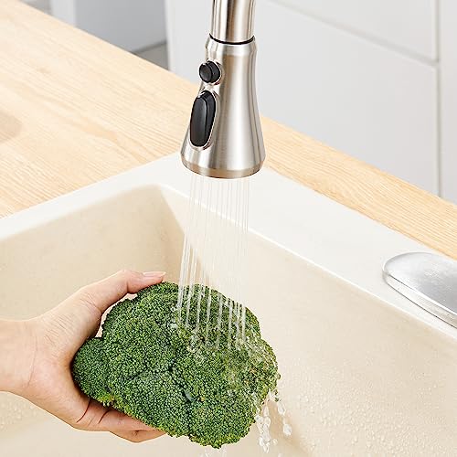 Kitchen Faucet Head Replacement, Heisok 3-Function Kitchen Faucet Spray Head With 9 Adapters, Pull Down Kitchen Faucet Head Replacement Parts For Moen, Grohe, Delta Faucets, Brushed Nickel #TOP7