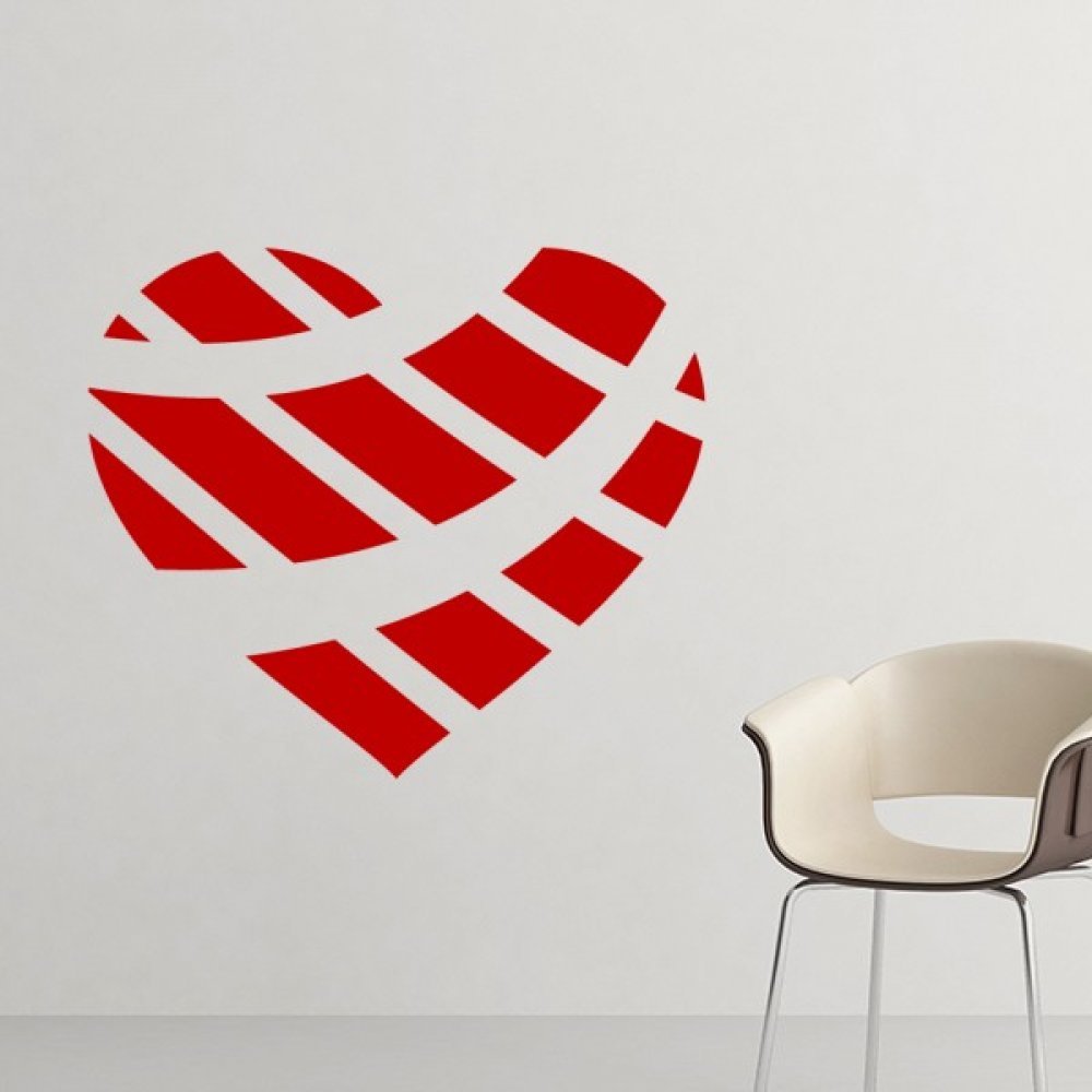 Sticker mural amovible coeur Saint-Valentin de 70cm repositionnable sans traces