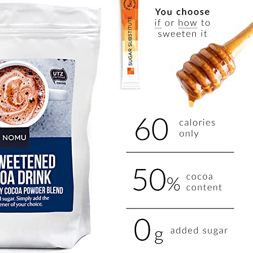 Nomu Unsweetened Cocoa Drink 2.2Lb Bulk Bag [66 Servings] Sugar Free Instant Hot Chocolate Powder Mix #TOP1