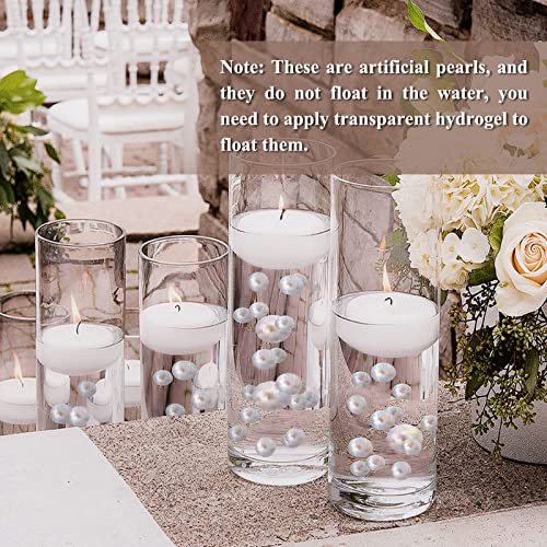 Quefe 150Pcs Pearls For Crafts No Holes, Vase Filler Artificial Plastic Ivory Pearl Beads, Pearls For Vase Filler, Table Scatter, Wedding, Birthday Party, Home Decoration(8Mm, 14Mm, 20Mm) #TOP5