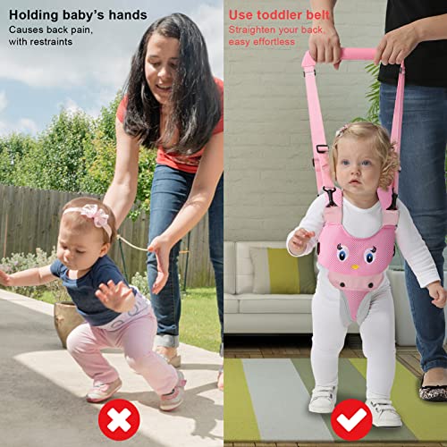 Miniatura 5 de Iulonee Transpirable Bebés Ayudante Para Caminar Asa Ajustable Asistente Para Caminar Para Niños Pequeños Niño De Pie Y Para Caminar Arnés De Seguridad Para Niños De 7-24 Meses Mesh Rosa