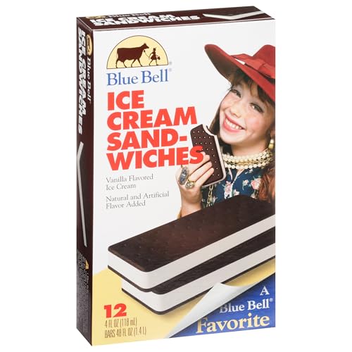 Blue Bell Ice Cream Sandwiches, Vanilla, 12 Count
