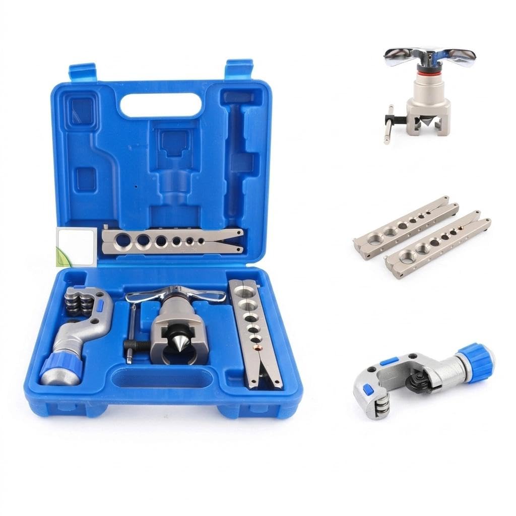 ARCSUN Bördelwerkzeug Set Klimaanlage 5-19mm 1/8-3/4 Zoll Exzentrisches Bördelgerät Kupferrohr-Expander mit Rohrschneider(Eccentric Flaring Tool with Cutter CT-N806AM-L)
