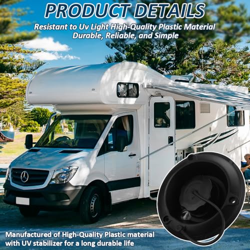 Image of RV Round Fresh Water Gravity Fill Hatch Inlet for RV Water Inlet Replacement, RV Water Fill Hatch, Camper Water Inlet Hatch, Trailer Water Fill Hatch Inlet - Black