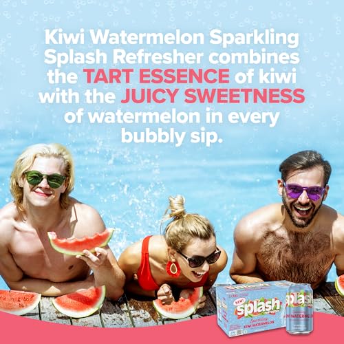 Image of SPLASH REFRESHER Sparkling Water, Kiwi Watermelon - 8-Pack, 12 Fl Oz Cans - Flavored Carbonated Seltzer Water with Electrolytes, Zero Sugar & Zero Calories