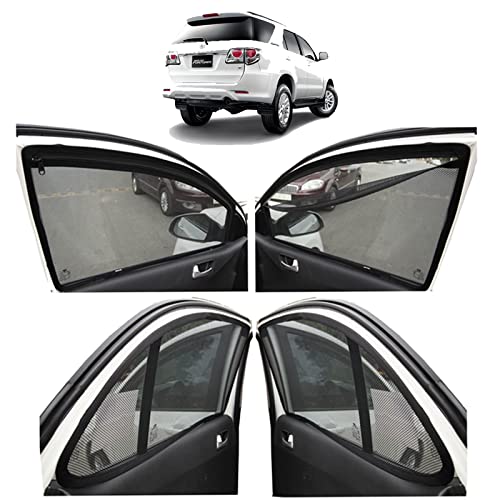 Image of Autofact Magnetic Car Sunshades Compatible with Toyota Fortuner (2009 to 2015) (Set of 4) - Easy Installation, UV Protection, Keeps Car Cool (Front 2 with Zippers, Rear 2 Without Zippers)