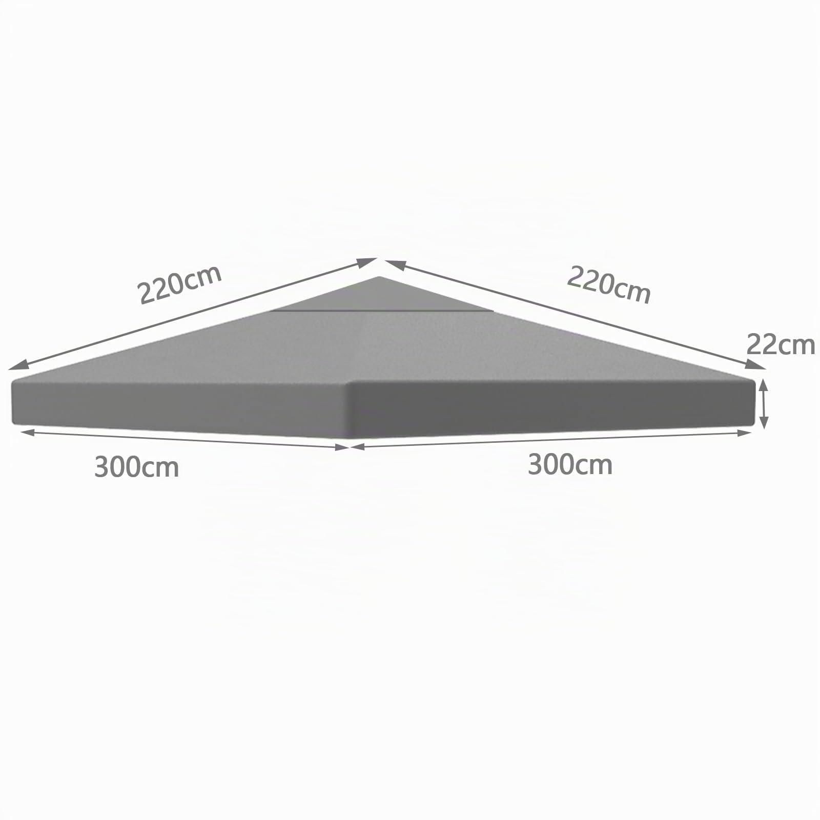 Gazebo di ricambio, 3 x 3 m, impermeabile, stabile, resistente all'inverno, 160 g/m², grigio, tetto singolo, gazebo pieghevole per feste, copertura superiore