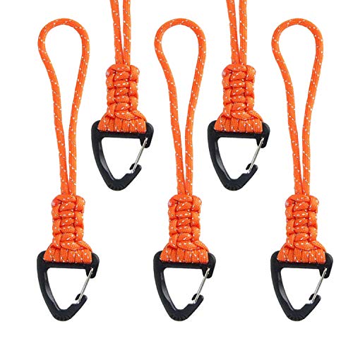 BSGB 5Pcs Paracord Lanyard Keychain Tactical Backpack Accessories Safety Hand Wrist Strap Fall Protection（Orange） 