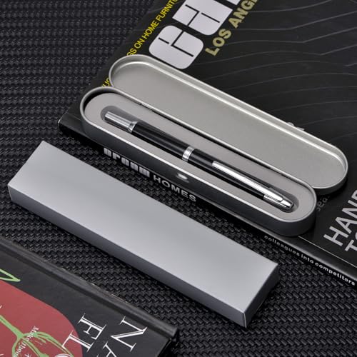 Jinhao 10 Series Press Fountain Pen Piano Black Retractable Fine Nib with Ink Converter and Metal Pen Box Set (Silver Clip Version) - Image 4