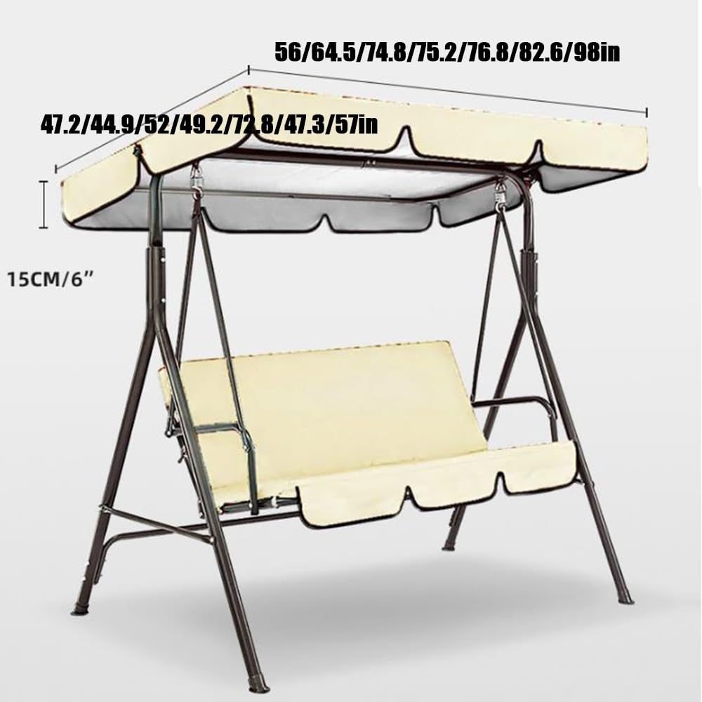 Baldacchino di ricambio impermeabile per dondolo da giardino a 3 posti, resistente ai raggi UV, 142 x 120 cm