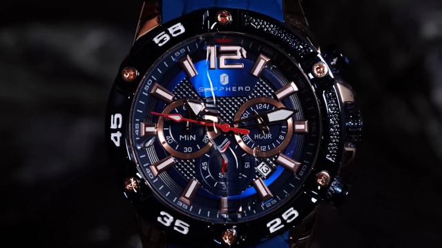 SAPPHERO Orologio Uomo Cronografo Multifunzione - Quadrante 47mm, Cinturino In Silicone, 3ATM Impermeabile, Movimento Al Quarzo, Design Elegante Sportivo