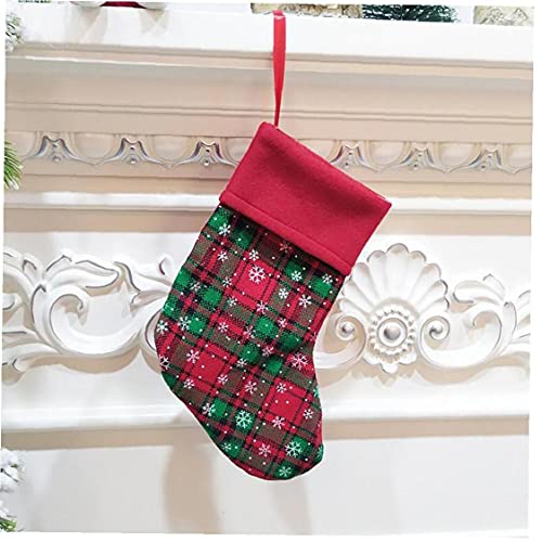 Kerst Kous Xmas Ornament Plaid Gedrukt Sneeuwvlok Patroon Kerst Decor Zilverwerk Houder Kerst Mini Snoep Zakken Home… - Image 5