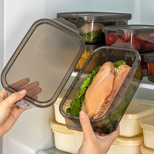 Image of Marve Fridge Storage Box 1100 ML 316 Plastic Food Storage Containers | Food Grade, Leakproof Kitchen Organizer | Freshness Locking, Microwavable & Freezer Safe, Brown With Lid (3 Pcs)