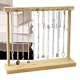 Generico Organizador para collares – Soporte rectangular portátil de madera con 12 ganchos – Organizador para joyas | Mujeres Pulsera Anillo Mesa Navidad Cómoda Viaje Baño Dormitorio