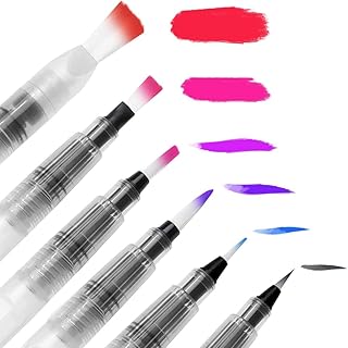 水筆 水彩画用筆 6本セット 190mm 水彩ペン ウォーターブラシ 絵筆 水彩ブラシペン アートペイントブラシセット 水彩色鉛筆- 水書 道具 多目的水彩ブラシペン6本 お子供様/初心者/筆書き/絵を描く(ホワイト)