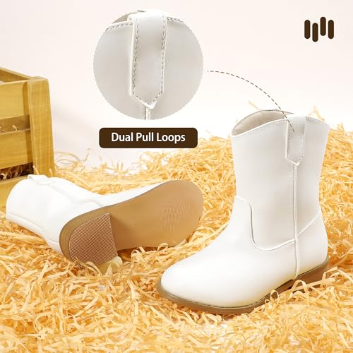 Hehainom Girls Cowgirl Cowboy Boots Short Calf Western Boots Toddler Little Big Kids Round Toe Riding Shoes Booties4