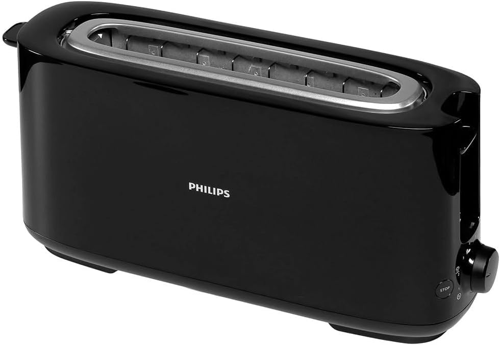 Philips Daily Collection Uzun Yuvalı Ekmek Kızartma Makinesi, Buz Çözme Modu, 8 Kızartma Ayarı, Uzun Yuvalı, Siyah, HD2590/90