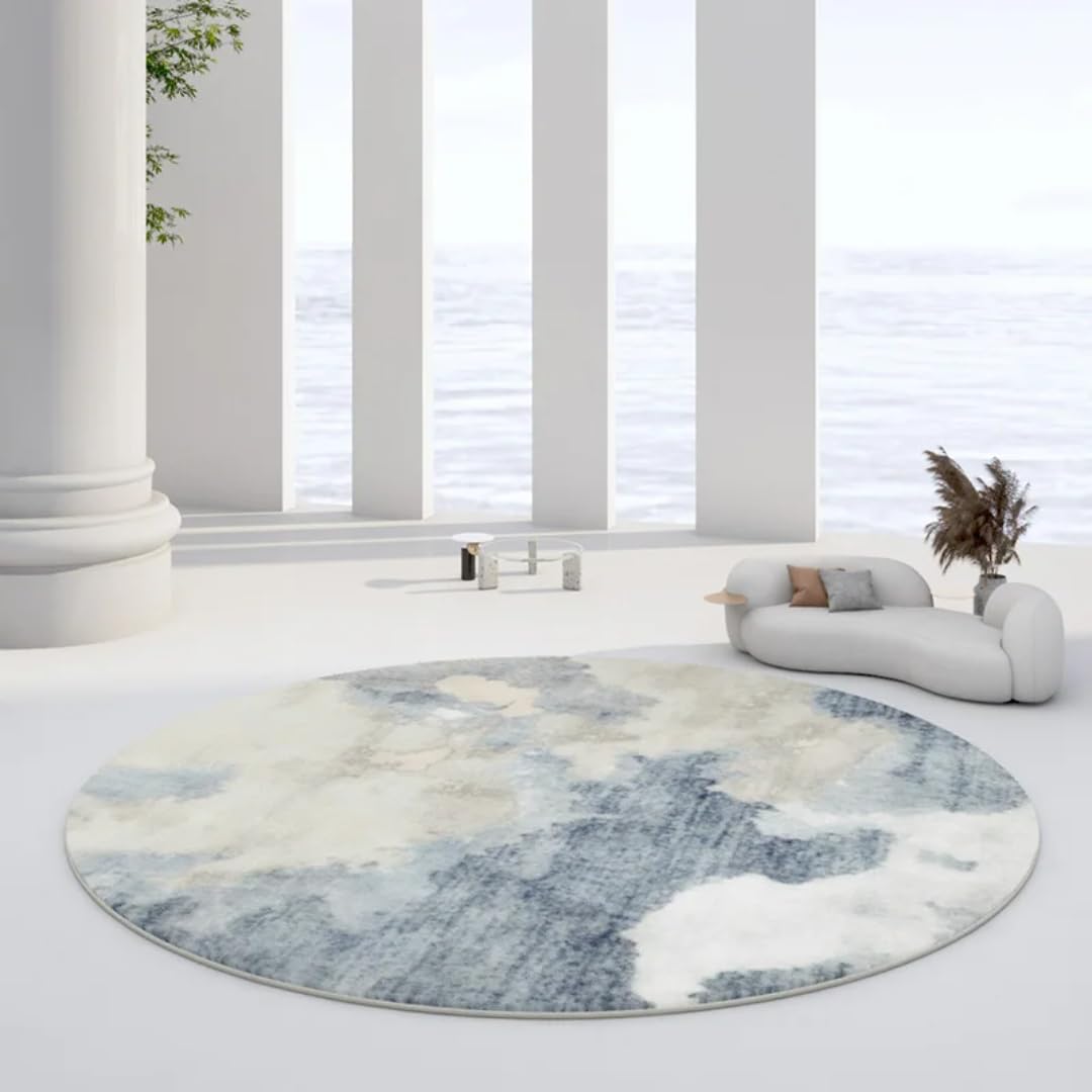 Tapis rond en peluche doux pour un salon cocooning et chaleureux