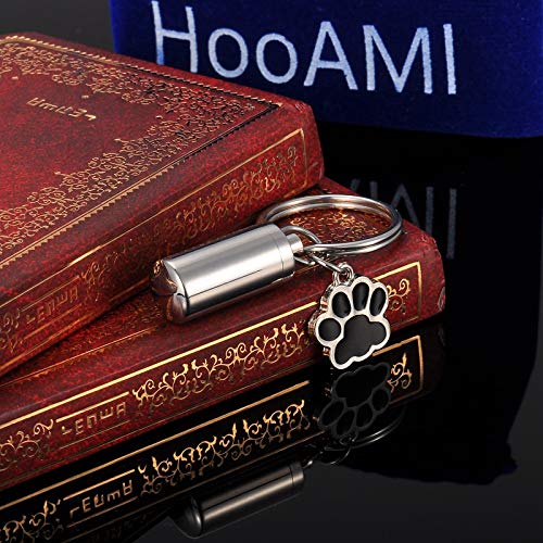 Hooami Silver Tone Pet Dog Paw With Cylinder Cremation Urn Keychain Keepsake Memorial Ashes Jewelry #TOP6