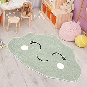 carpet city Kindertapijt wolk in mint-groen voor kinderkamer in 100×150 cm wolkvorm