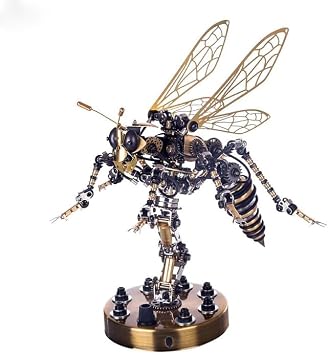 Metalkitor 3D Metal Puzzles for Adults, Wasp Model Kit - Steampunk DIY Ornament - Assembly Jigsaw Crafts Brain Teaser - Perfect Room Decor and Gift ChoiceWithout Light