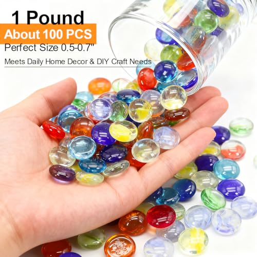 Image of Mixed Gemstone Flat Bottom Glass Beads for Vase, Aquarium & Fish Tank