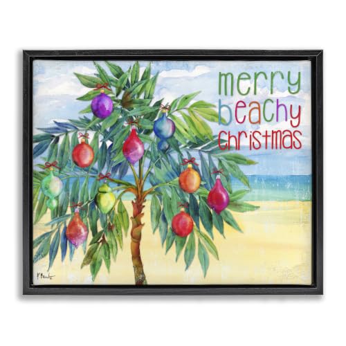 Beachy Christmas Palm Holiday, 17 x 21 Inch Canvas in Floater Frame