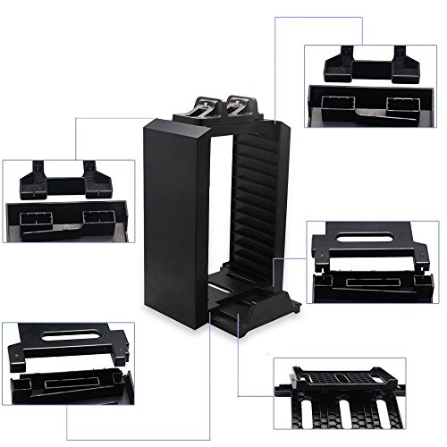 image for Amever-PS4 Storage Tower Holder Stand & Dual Charger Dock for Sony Dua