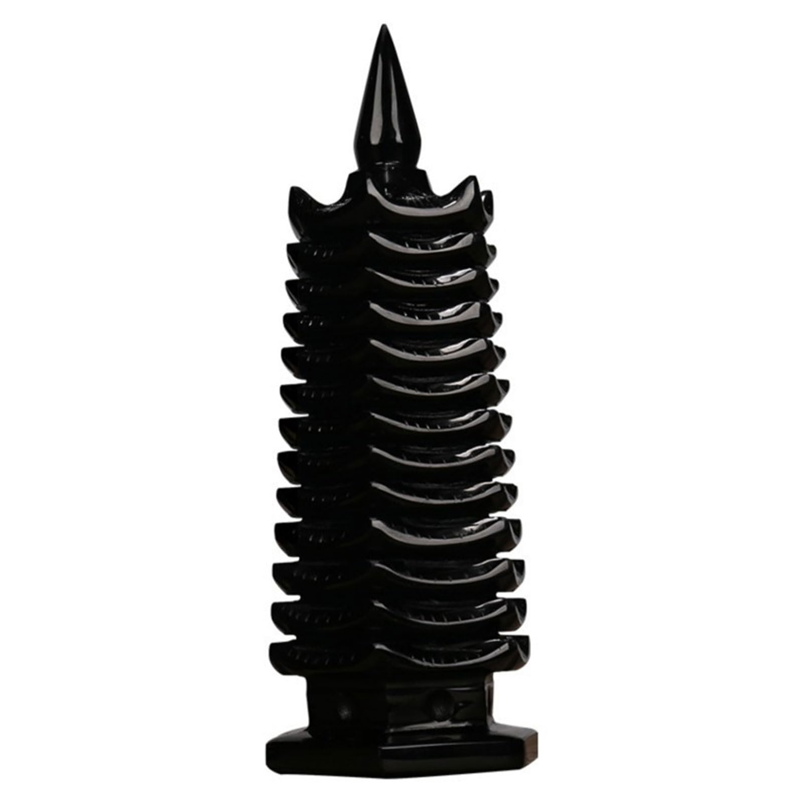 HHCTEBEC Black Obsidian 13-Level Wenchang Tower – Feng Shui Pagoda for Protection, Business Rise & Desk Decor