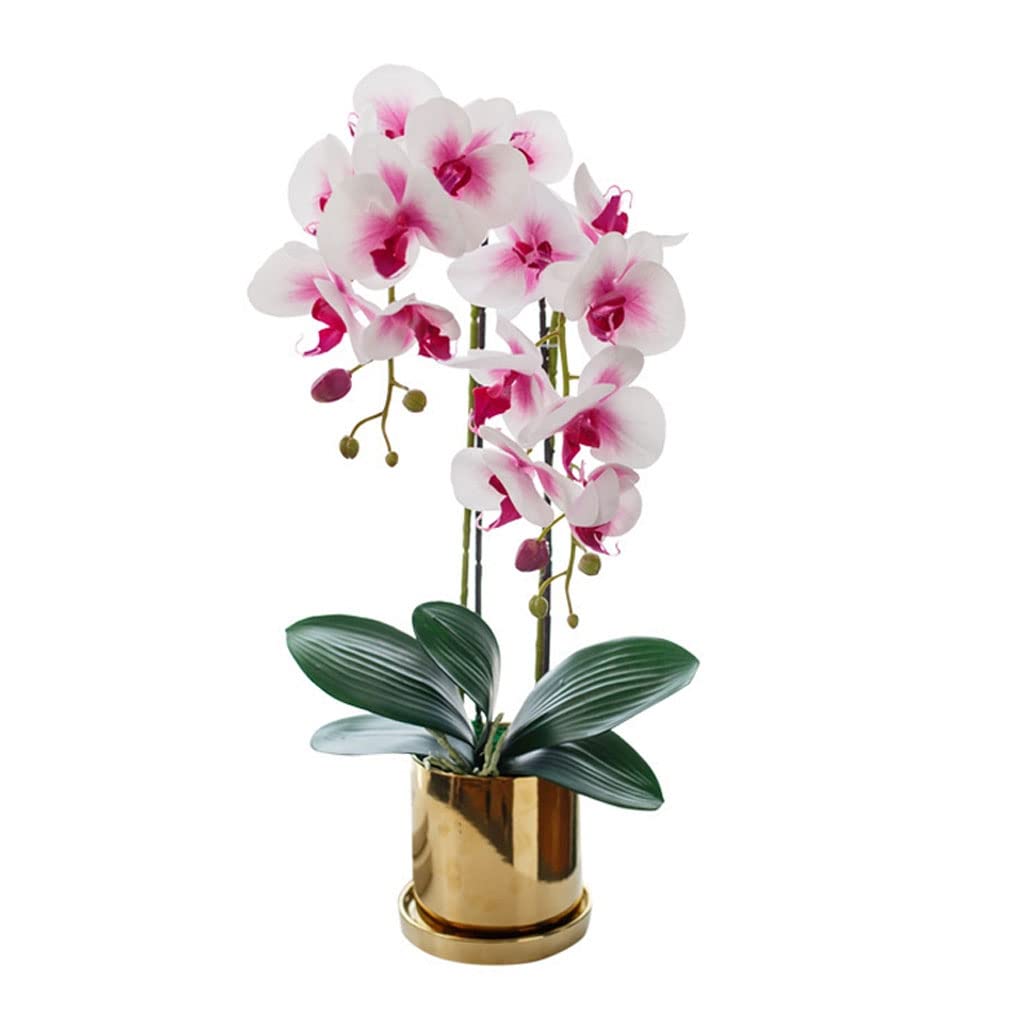 MYUYEE Artificial Flowers For Decoration Artificial Orchid Flowers Suit Handmade Ikebana Arrangements Artificial Phalaenopsis Flowers For Living Room Home Decor Artificial Flowe(Roze-Wit)