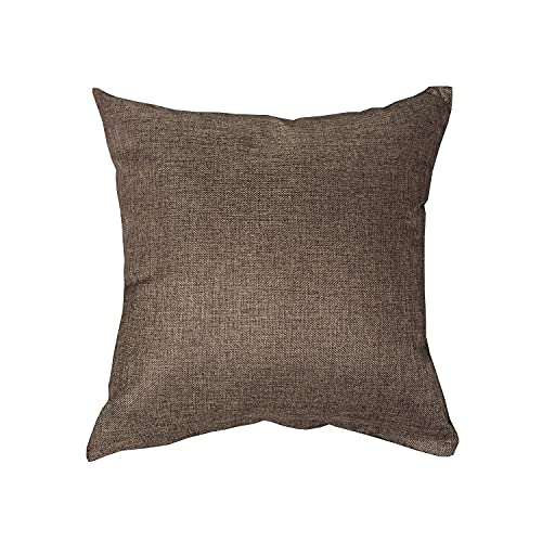 Hiseng Fundas de Cojín con Relleno Incluido, Funda de Almohada Lino de Algodón con Almohadas de Sofá y Cremallera Invisible, Cojines Color Sólido para Sofa Comedor Dormitorio (marrón,50x50cm)