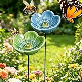 2 Stück Keramik Blumen Insektentränke auf Stab,2026 Blumen Bienentränke Für...