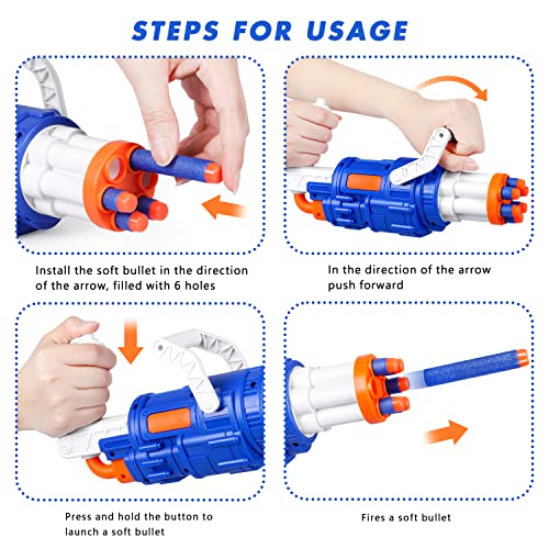 Foam Dart Toy Gun For Nerf Guns,Soft Bullets Shooting Game With 6 Hole Automatic Rotating Barrel,For Age Of 3 4 5 6 7 8 9 10 Years Old Kid Boys Girls,Teens,Adults Best Gift #TOP4