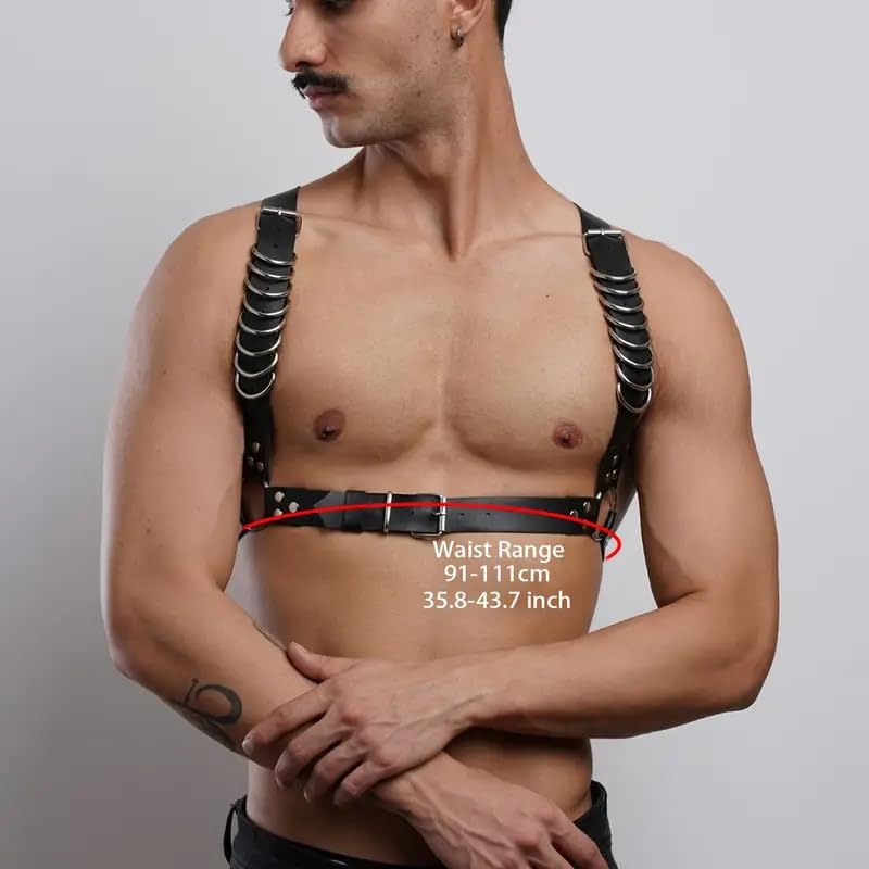 Men's Leg Harness Choker PU Leather Suspenders Shoulder Belt Strap Adjustable Buckle Cosplay Chest Garter Belt4