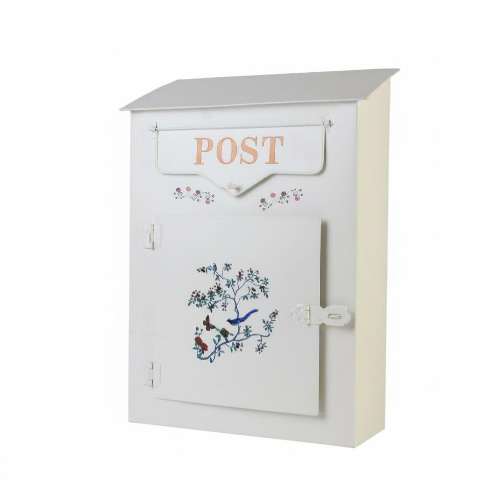 Qianly Cassetta Delle Lettere Cassetta Postale Scatola Postale in Metallo Stile Rustico con Rilievi Uccello E Fiori per Lettere E Piccole Buste Adatta a