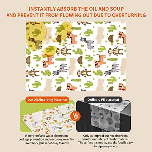 20Pcs Disposable Placemats For Baby And Children, Waterproof, Absorbent, Leak-Proof, Suitable For Home, Outdoor Travel And School Use, Etc., Happy Zoo Theme #TOP2